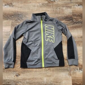 Nike Kids Zip Up Jacket Gray Black And Neon Green Size 4T/XS